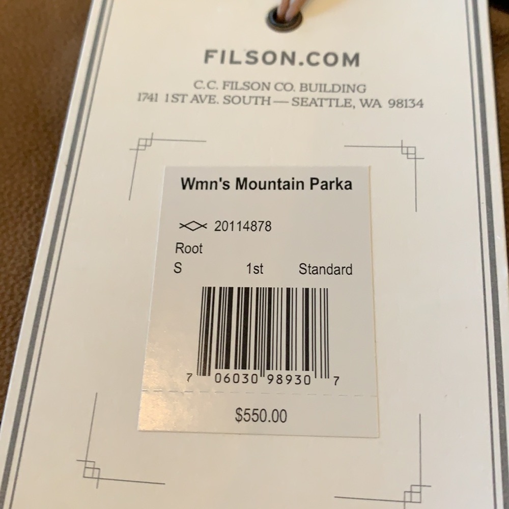 C.C. Filson Women’s Mountain Parka, Filson Jacket, Coat NEW Root - Picture 5 of 10